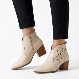 Botki Nicole 3166/054 Kremowe lico