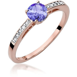 Złoty pierścionek Tanzanit 0,50ct różowe złoto pr. 585
