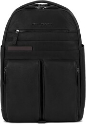PIQUADRO Skórzany plecak na PC15,6 cala, CZARNY, czarne,
