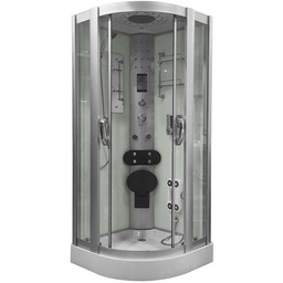 Kabina prysznicowa + sauna parowa składane siedzisko półokrągła