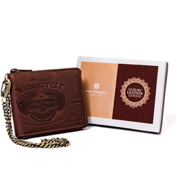 Portfel skórzany z łańcuchem Peterson brązowy [DH] Portfel