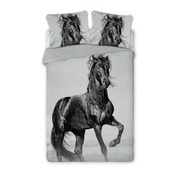 Faro Pościel bawełniana 160x200 Koń czarny perkal 8763