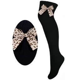 Zakolanówki bawełniane czarne z kokardą Milusie