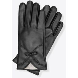 Damskie rękawiczki z naturalnej skóry owczej ocieplane czarne