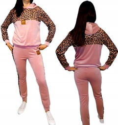 Komplet dres welurowy 116 dziewczynki panterka bluza