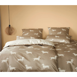 Elegante Pościel satynowa Dogs Beige-Natural