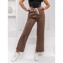 Czekoladowe spodnie dresowe damskie wide leg Denley W5213