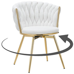 Krzesło obrotowe Glamour DC-3027 Biały boucle Złote nogi