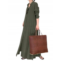 SHEIN KHAKI PROSTA SUKIENKA Z DŁUGIM RĘKAWEM KOSZULOWA
