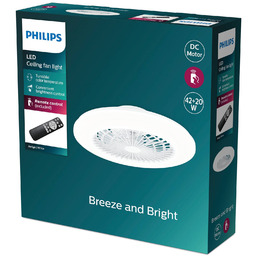 Philips Wentylator sufitowy LED Amigo, biały połysk, 49