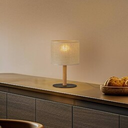 TK Lighting Lampa stołowa Deva Nature, tkanina, drewno