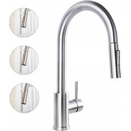 Bateria Zlewowa Kuchenna Z Wyciąganą Wylewką Chrom 2-FUNKCJE