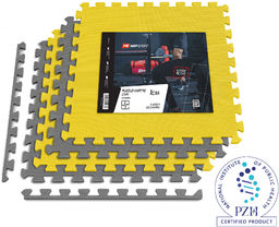 Mata puzzle EVA 1cm szaro/żółta - 4 sztuki