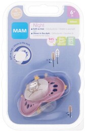 MAM Night Silicone Pacifier 6m+ Owl smoczek 1