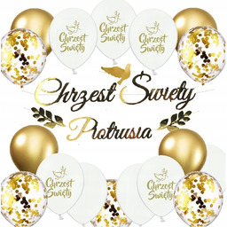 Balony na CHRZCINY zestaw dekoracji CHRZEST + IMIĘ
