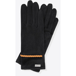 Damskie rękawiczki z ozdobnym rzemykiem czarno - brązowe