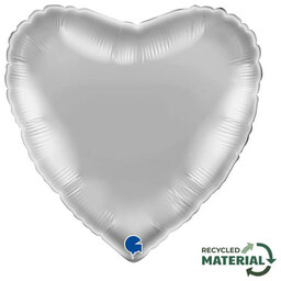 Balon foliowy serce srebrny - 14" - 1