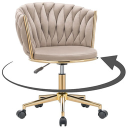 Krzesło obrotowe DC-3027S Beż welur #7 Złote nogi