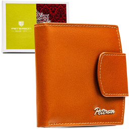 Mały, skórzany portfel damski w jasnobrązowym kolorze