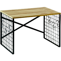 Kesper Metalowa półka kuchnna z haczykami i dębowym