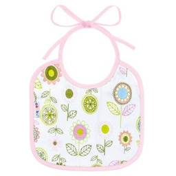 AKUKU A1640 Śliniak wiązany mały Kwiaty biało-różowy, 1