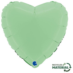 Balon foliowy serce matowy zielony - 14" -