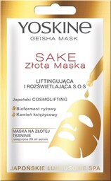 Yoskine Geisha Mask Sake Złota Maska na tkaninie