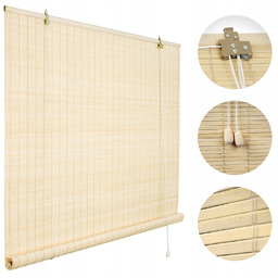 Roleta Bambusowa Żaluzja Wewnętrzna Półzaciemniająca Naturalny 120x160 cm