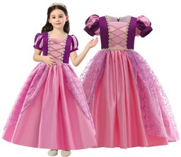 Sukienka Roszpunka Kostium Strój Zaplątani 140/146,Hopki