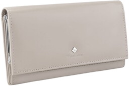 Kochmanski damski portfel skórzany beżowy duży na zatrzask