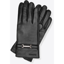 Damskie rękawiczki ze skóry naturalnej z ozdobnym paskiem