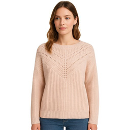 Sweter Damski Ażurowy Włoski Pudrowo Różowy XS/S