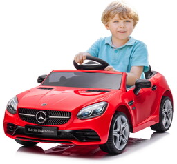Auto na akumulator Mercedes BENZ SLC300 czerwony, dźwięki,
