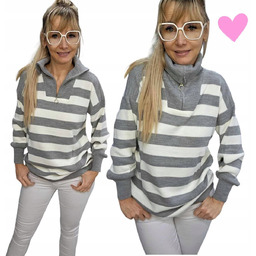 SWETER DAMSKI W PASKI GOLF dłuższy rozpinany ciepły