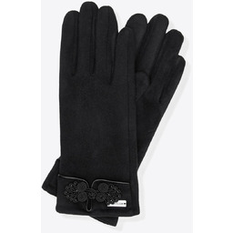 Damskie rękawiczki z dekoracyjnym akcentem czarne
