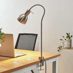 Lindby Lampa z klipsem Triska, elastyczna, nikiel, satyna