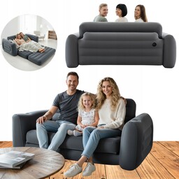 Sofa Dmuchana Pompowana Szara Kanapa Łóżko Wersalka Materac