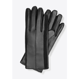 Damskie rękawiczki z naturalnej skóry owczej gładkie czarne