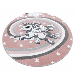 Dywan Dziecięcy Miękki koło 120 Kucyk róż Unicorn