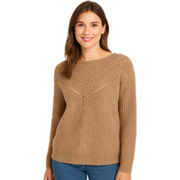 Sweter Damski Ażurowy Włoski Beżowy S/M