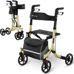 Balkonik chodzik podpórka dla seniora z siedziskiem torbą