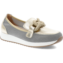 S.Barski Złote Półbuty Eleganckie Wsuwane Obuwie Damskie