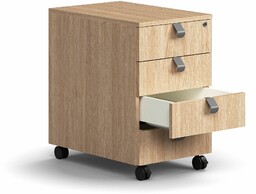 Mobilny kontenerek QBUS, 4 szuflady z uchwytami, zamykany,