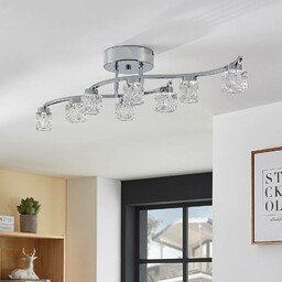 Lampa sufitowa LED Lindby Yaro, 8-punktowa, chrom, ściemniana