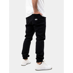 SPODNIE JOGGER JEANSOWE MĘSKIE Czarne Ze Ściągaczem POLSKIE