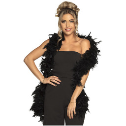Szal BOA z piór - czarny - 180
