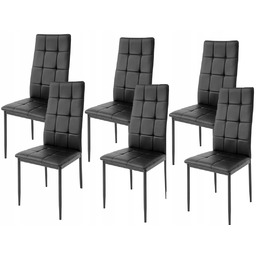 6xNOWOCZESNE Czarne Skórzane Krzesła Kwadraty 258R