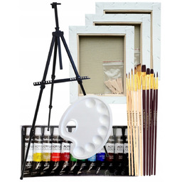 Vinci Malarski Zestaw Sztaluga Pędzle Płótna Farby