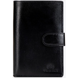 Duży portfel skórzany z zapięciem na napę czarny