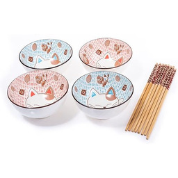 lachineuse - Zestaw 4 misek z japońskim kotem